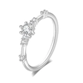 Elegant minimalist silver ring featuring seven small sparkling diamonds in a row - US 6 / Silver Plated White Zirconia