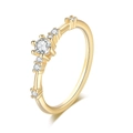 Elegant gold plated ring featuring seven sparkling round cut clear crystals in a row - US 6 / Light Gold White Stone