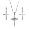 Set gioielli croce placcato argento con collana in zirconi e orecchini a perno - Collana E Orecchini Oro Bianco