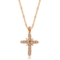 Collana con pendente a croce in oro rosa con zirconi bianchi e catena a maglia fine - Collana in Oro Rosa