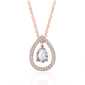 Elegante set di collana in oro rosa a goccia con cristalli halo e ciondolo a pera - Oro Rosa Pietra Bianca (N102)