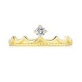 Elegant gold crown ring with a sparkling round zircon stone in a 4-prong setting - US 5 / Gold