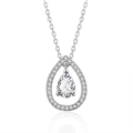 Collana in argento con pendente in zircone a goccia e cornice vuota con pavé - Argento Pietra Bianca (N101)