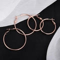 Polished rose gold 925 silver hoop earrings in two sizes on elegant black leather background - 2cm Diameter / Rose Gold
