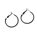 Minimalist black matte metal hoop earrings with a smooth circular design and clasp closure - 3cm Diameter / Black