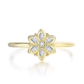 Golden flower ring with marquise-cut zircons and polished band on white background - US 5 / Light Gold White Stone