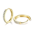 Golden S925 sterling silver hoop earrings with sparkling cubic zirconia inlay - Gold Inner Diameter 14MM
