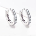Sparkling 925 silver huggie earrings featuring a row of micro-set cubic zirconia crystals - 8mm / Silver White Zircon