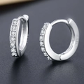 Elegant silver S925 sterling silver hoop earrings with shimmering pavé cubic zirconia - White Gold With White Zirconia