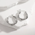 Twisted hoop earrings in S925 sterling silver with a sleek metallic finish and minimalist design - Twist Style (Silver Earring Post) / 20mm (1 Pair) / Silver
