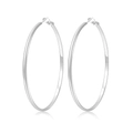 Gros plan détaillé des créoles S925 de 3mm de large avec une finition polie miroir - 3.0 Argent Diamètre 30MM