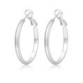 Polished S925 sterling silver hoop earrings with 3mm wide curved surface on white background - Silver 30mm