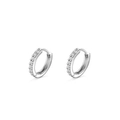 Elegant silver S925 sterling silver hoop earrings with shimmering white cubic zirconia stones - Silver 8mm