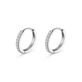 Elegant silver hoop earrings with pave set cubic zirconia stones for a luxury look - Silver 12mm