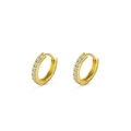 Elegant gold-tone sterling silver hoop earrings set with sparkling white zircon stones - Gold Color 8MM