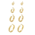 Set of 4 gold hoop earrings with geometric textures in varying sizes for daily style - 20mm / Gold Yellow