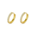 Elegant gold-tone huggie hoop earrings with sparkling cubic zirconia row settings - Gold 12mm