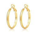 Polished golden 3mm wide hoop earrings with S925 silver needle and metallic finish - Gold 30mm
