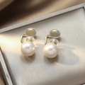 Κομψά χρυσά σκουλαρίκια κλιπ με πέρλες και μαξιλαράκια σιλικόνης για αυτιά χωρίς τρύπες - 10mm / Χρυσό
