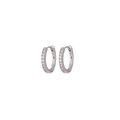 Classic silver huggie hoop earrings with micro-pave clear cubic zirconia stones - 9mm / Silver