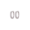Classic silver hoop earrings with micro-pave cubic zirconia stones for women - 10mm / Silver
