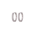Silver 925 sterling silver hoop earrings featuring pavé cubic zirconia gemstones - 12mm / Silver White Zircon