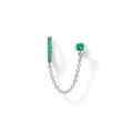 925 silver sun pendant earrings with 14K gold plating and green zircon stones on white base - Silver Green Zirconia Stud Hoop