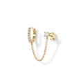 14K gold plated S925 silver sun drop chain earrings with sparkling cubic zirconia studs - Gold White Zirconia Stud Hoop