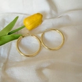 Polished gold hollow hoop earrings with 925 silver needles and secure clasp closure - 5cm / Gold