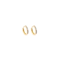 Pair of gold huggie hoop earrings featuring a row of vibrant multicolor micro-pave zircons - Gold with Multicolor Zircon