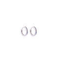 S925 sterling silver hoop earrings with pavé set colorful round cubic zirconia stones - Silver/AB Zirconia
