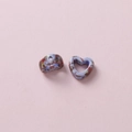 Close-up of heart and ring-shaped ceramic DIY beads with retro speckled blue glaze - Light Blue Red Brown Spotted (5#)