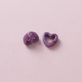 Close-up of purple camouflage heart-shaped ceramic beads showing DIY threading holes - Purple Variegated (17#)