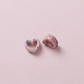 Macro detail of heart-shaped ceramic beads with pink and blue marbled pattern and side hole - Pink Orange Blue Purple Ink Wash (10#)