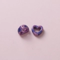 Detail of purple marbled heart-shaped ceramic beads with hole for DIY jewelry making - Purple Dark Blue Kiln Glaze (8#)