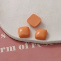 Three orange macaron square resin cabochons for DIY jewelry and phone case making - Orange