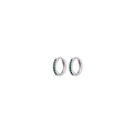 Classic S925 silver hoop earrings with round micro-pave green zircon stones - Silver Green Stone