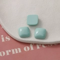 Set of three square 15mm light blue macaron resin cabochons for DIY earring making - Light Blue