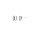 Classic silver S925 huggie earrings with micro-pave cubic zirconia measuring 1.4cm outer diameter - 1.4cm / Silver White Zircon