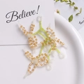 Handmade beaded crystal flower stems and lily of the valley petals for DIY hair accessories - Orange Flower Branch / Orange
