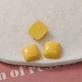 Three pieces of yellow macaron square resin charms for DIY jewelry and phone cases - Yellow