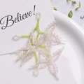 Pink and green beaded flower charm for DIY hair clips and jewelry making - Pink Flower Branch / Pink