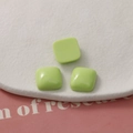 Three 15mm fluorescent green macaron square resin charms for DIY jewelry and phone cases - Green