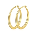 Polished golden 925 sterling silver chunky hoop earrings with secure latch back - Gold 30MM (No Marking All-Copper Style)