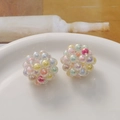 Close-up of handmade iridescent acrylic bead sphere charms for DIY jewelry making - 1 Piece/Pack / Colorful