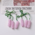 Handmade beaded lily of the valley earrings in pink and green floral design - Purple Lily of the Valley Style / Purple