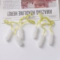 Handmade purple lavender beaded drop earrings featuring yellow square beads and white clusters - White Lily Of The Valley Style / White