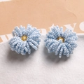 Handmade light blue woven glass flower beads for DIY jewelry and hair accessories - Blue