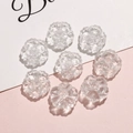 Set of eight clear acrylic six-petal flower beads for handmade jewelry DIY projects - Clear White