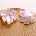 Macro view of pearlescent five-petal flower DIY beads with sparkling glitter finish - Gradient Iridescent